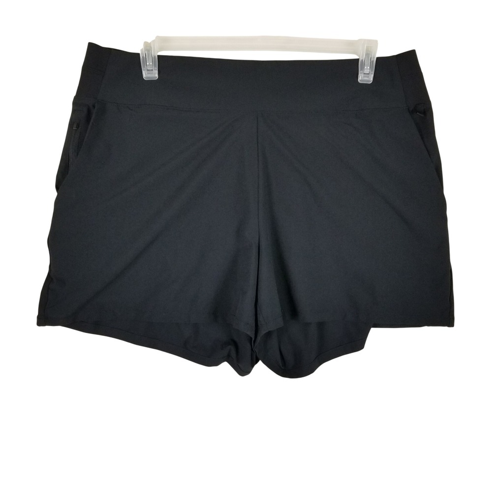 Athleta Brooklyn Short Women 18 Black Zipper Pockets Ribbed Side Panels 530635
